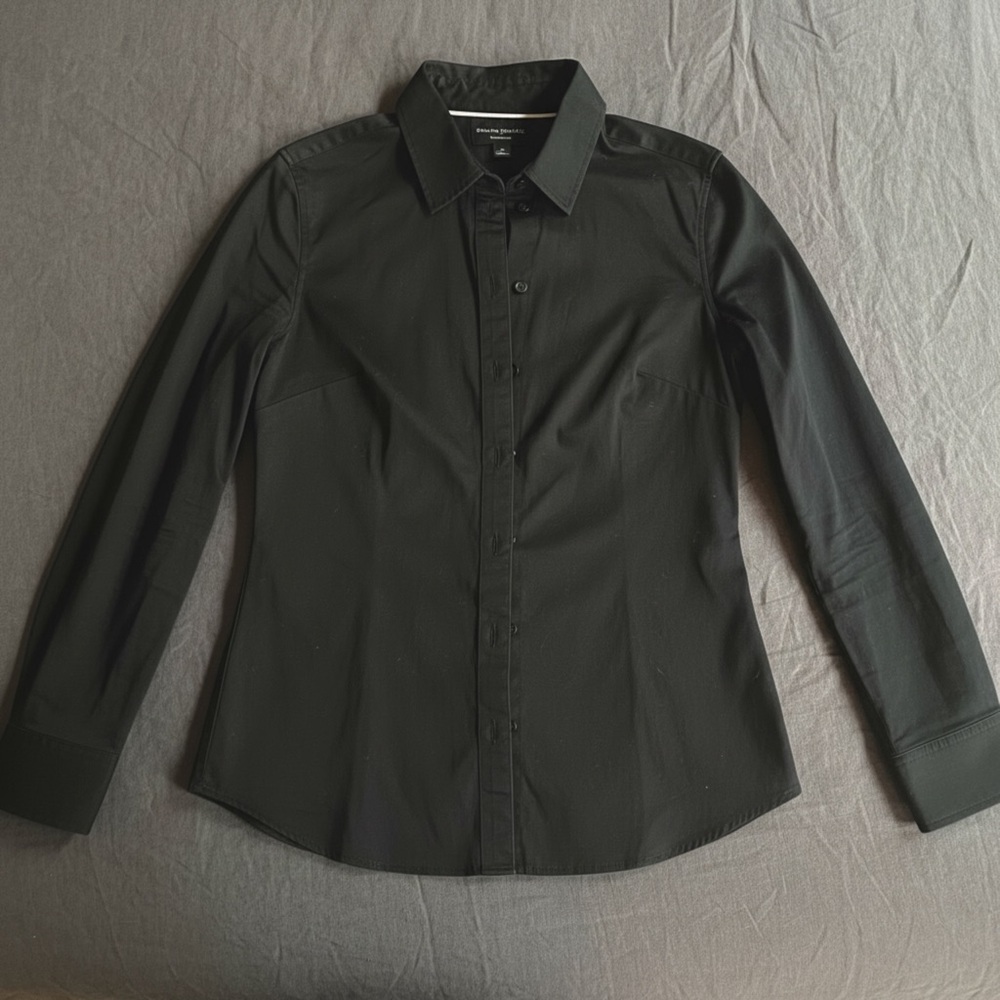 Banana Republic Cotton Women's Black Button-Up Shirt